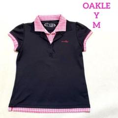 ⭐️OAKLEY ゴルフウェア　半袖ポロシャツ　レイヤード風　ピンク×黒　M＊QG