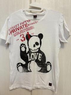 メンズ　パンダ スカル Tシャツ ホワイト