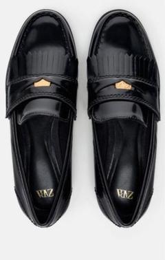 ZARA フラットローファーメタルディテール38(24.5cm) BLACK 備わ