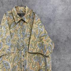 90s vintage 半袖　柄シャツ　メンズM 綿　古着　個性派　奇抜