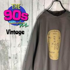 90's 00's レトロ古着　古代文字　モックネック　プルオーバーシャツ