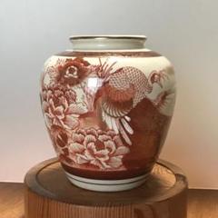 やちむん 花卉 壺 赤絵