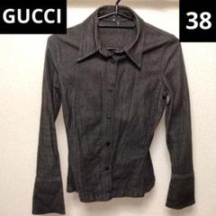 【匿名配送】GUCCI　グッチ　デニムジャケット　フレア袖　ダークグレー　38 匿名配送】GUCCI グッチ デニムジャケット フレア袖