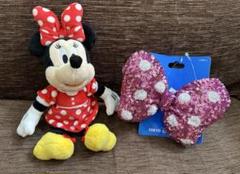 Disne TDL ミニー ぬいぐるみバッジ スパンコールリボン スクバセット❤️