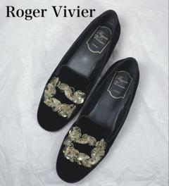 【Roger Vivier】ベルベットバレエフラット ブラック Woman ベル ヴィヴィエ パテントレザー バレリーナ