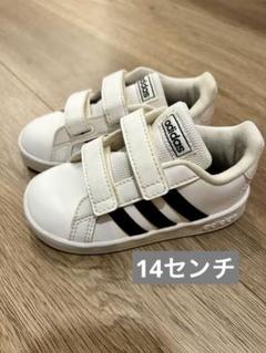 adidas ベルクロ スニーカー ホワイト/ブラック　14センチ