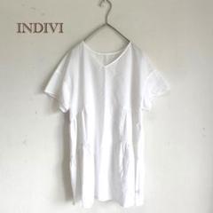 【INDIVI/インディヴィ】ブラウス　白　ティアード風　半袖　チュニック【38
