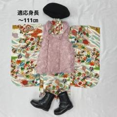 【再販♡】七五三　被布コートのみ　男の子　ベージュ　ハンドメイド 七五三レンタル(3歳男児被布)W361 ベージュ刺繍兜×ベージュ片身