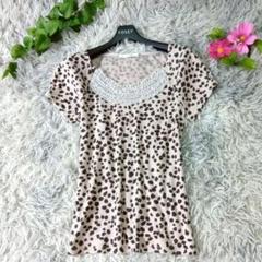 【ef-de】ドット柄 半袖Tシャツ (9) ベージュ トップス M レース