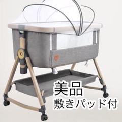 【美品】 HZDMJ ベビーベッド　グレー 美品】HZDMJ ベビーベッド グレー キャスター付き 高さ調整可能