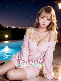 1点物 可愛い A4 AI 美女 ポスター 金髪 ギャル 巨乳 セクシー G35