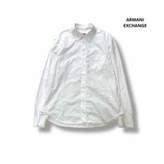 アルマーニエクスチェンジ 長袖シャツ ホワイト 刺繍ロゴ L コットン100％