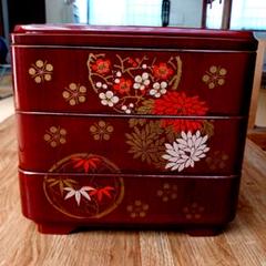 保管のみ！深みある拭き漆の美しい春慶塗の三段重（検お重重箱 保管のみ！深みある拭き漆の美しい春慶塗の三段重（検お重重箱