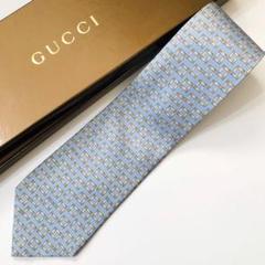 GUCCI ネクタイ パネル柄 ライトブルー