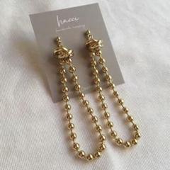 #304 ボールチェーン×トリプルリングピアス／イヤリング　ハンドメイド