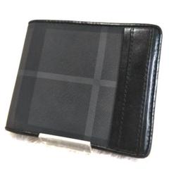 美品 BURBERRY バーバリー ロンドンチェック PVC×本革 二つ折り財布