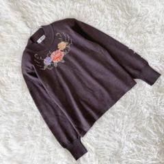 美品 《ルポーテ》 (F) モックネックニットソー ラインストーン 花柄 薄手