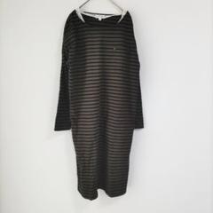 〈オリーブデオリーブ〉ワンピース　カーキ✕黒　ボーダー　授乳口有　マタニティ　L