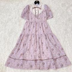 【美品】axes femme 花柄 ティアードワンピース フリル 半袖 リボン
