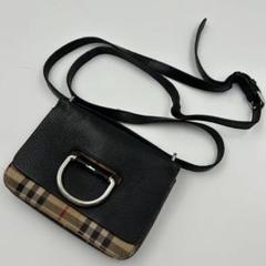 美品★BURBERRY フラップショルダーバッグ ノバチェック ホース レザー黒 美品 Burberry ショルダーバッグ ノバチェック シャドーホース