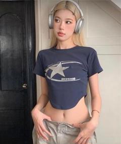 y2kネイビーTシャツのサムネイル