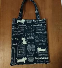 猫柄 ミニバッグ ネイビー ハンドメイド