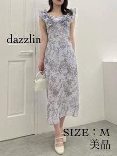 人気！dazzlin カスレフラワーIラインワンピース ブルー　M