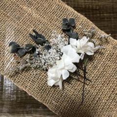髪飾り ユーカリ かすみ草 ドライフラワー プリザーブドフラワー 結婚式