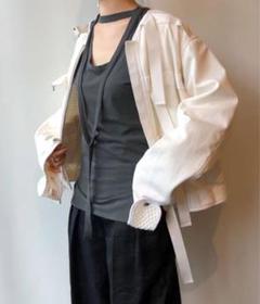 FUMIKA_UCHIDA/DOUBLE RIB U-NECK NEEDLE DRAWING NO-SLEEVE
