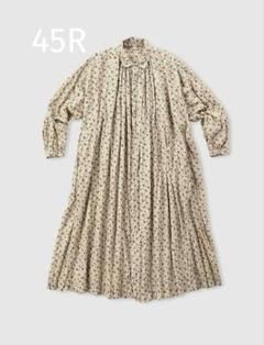 45R インドカディ　森花プリントのくしゅくしゅドレス　シャツワンピース