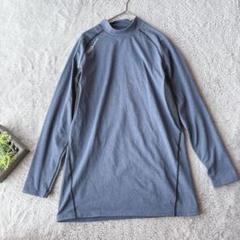 美品(M)バートル/作業服ロンT/長袖/ストレッチ/ロゴ/ネイビー/プルオーバー