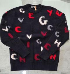 GIVENCHY　ジバンシー ネイビー ロゴ入りニットセーター