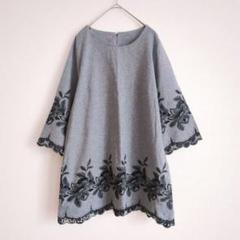 新品 noa-ge ノアジェ チュニック ワンピース 総柄 花柄 L 伸縮