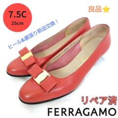 良品❤フェラガモ【Ferragamo】ヴァラ ローヒール パンプス 赤 フェラガモ パンプス/ローヒール シューズ レディース ヴァラ