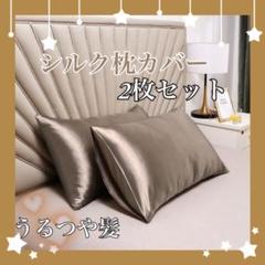 枕カバー 2枚 シャンパンブラウン 美髪 美肌 袋タイプ シルク ピローケース