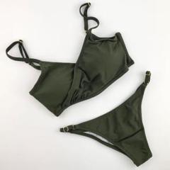 ⑥カーキブラジリアン ビキニ LL セパレート 水着 紐パン Tバック