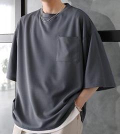 【ETELIO】梨地ポケット付きクルービッグTシャツ
