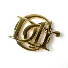美品 ディオール DIOR ビンテージ ブローチ デカロゴ ゴールド