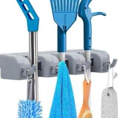 モップホルダー ほうきホルダー モップ ホウキ 収納 壁掛け グレー