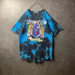 vintage Tシャツ　青　黒　タイダイ柄　アニマルキャラ　派手　古着