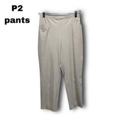 2598　【P's pants】　ストライプ　スラックス　M　グレージュ系　上品