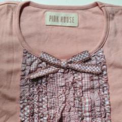 新品・未使用　PINKHOUSE チェリー柄オリーブグリーン半袖TシャツL 草花柄5分袖ヘンリーネックTシャツ lull レディース ラル 和柄