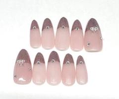 ハンドメイド　現品　サイズ変更可　ネイルチップ　シンプル　ちゅるん　#13