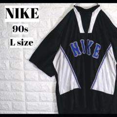 《ナイキ》90s ☆銀タグ Game Shirt センターロゴブラック Lサイズ