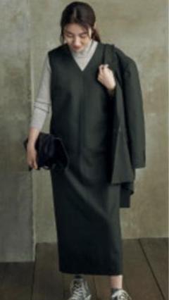 uncrave⭐︎ロングジレワンピース⭐︎ネイビー⭐︎美品 uncrave ロングジレ