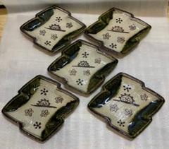 不老園 金松作 織部焼 小皿 五客 共箱付き 食器