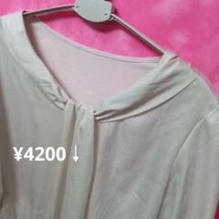 42号 ♥七分袖インディヴィ　カットソーブラウスベージュ￥4200↓