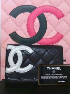 良品✨　CHANEL 　シャネル　カンボンライン　二つ折り長財布 シャネル CHANEL二つ折り 長財布 カンボンライン コマーク