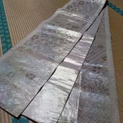 全通柄袋帯 金銀糸 花 麻の葉 斜線