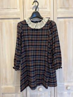 美品　8a ボンポワン チェックワンピース 美品中古 ボンポワン チェックシャツワンピース 8a